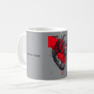 Tasse d'art polka trash avec croquis de cœur anato