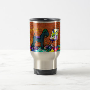 Tasse d'ARTISTE de GRAFFITI de TERRIER de BLEU de