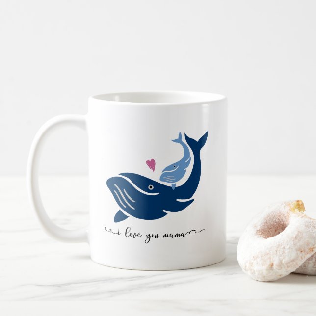 Tasse de baleine, je t'aime maman, tasse de café (Avec donut)