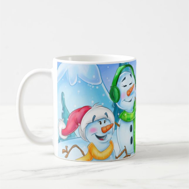 Tasse de bande dessinée de bonhomme de neige (Gauche)