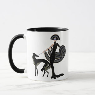 Tasse de barzoï d'art déco