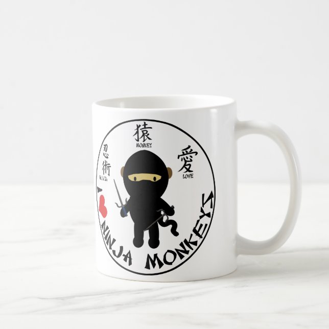 Tasse de base - singes de ninja d'amour d'I (Droite)