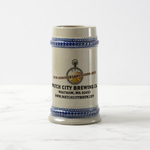Tasse de bière d'anniversaire de ville de montre