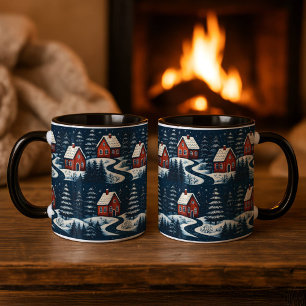 Tasse de cabane d'hiver confortable d'art folklori