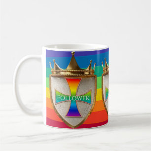 Tasse de café à crête de suiveur de arc-en-ciel