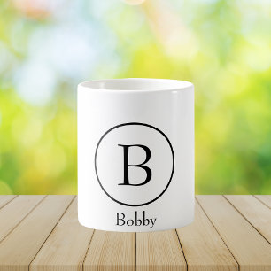 Tasse de café à monogramme initial cercle moderne