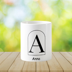 Tasse de café à monogramme initial d'arc moderne