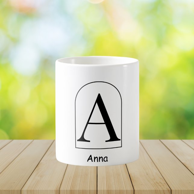 Tasse de café à monogramme initial d'arc moderne (Créateur téléchargé)
