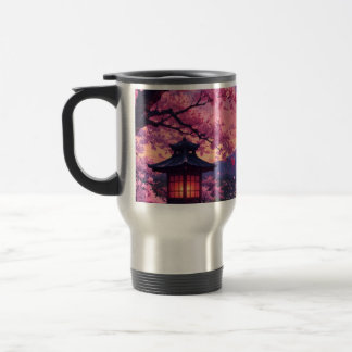 Tasse de café à motif de cerisier en fleur de styl