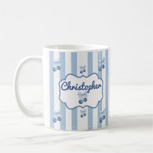 Tasse de café à motif rayures et nom personnalisé