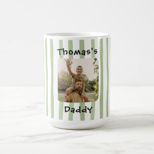 Tasse de café à rayures vertes avec photo modifiab