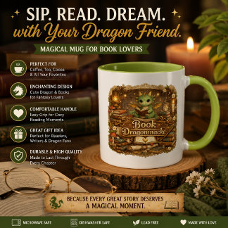 Tasse de café Amour de livre de dragon mignon | Fa