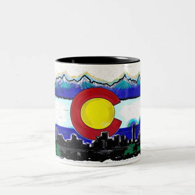 Tasse de café artistique d'horizon de Denver de (Centre)