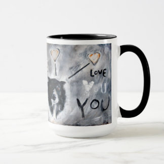 Tasse de café avec la peinture de border collie