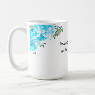 Tasse de café avec message d'amitié et fleurs de j