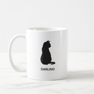Tasse de café avec peinture de chat noir nom perso
