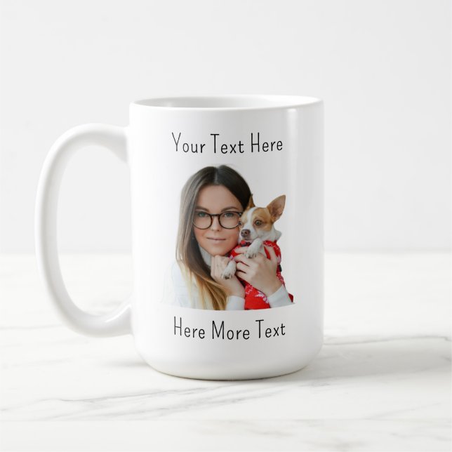 Tasse de café avec photo de visage drôle personnal (Gauche)