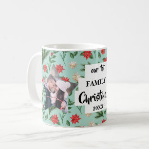 Tasse de café avec photo florale de Noël de la pre