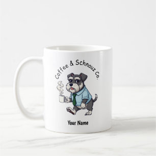 Tasse de café avec un costume d'affaires de chien 