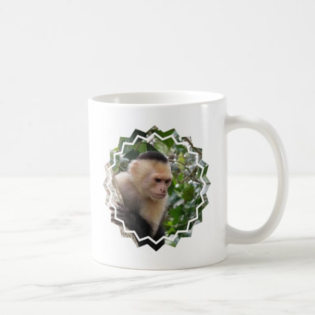 Tasse de café blanche de singe de capucin de (Droite)