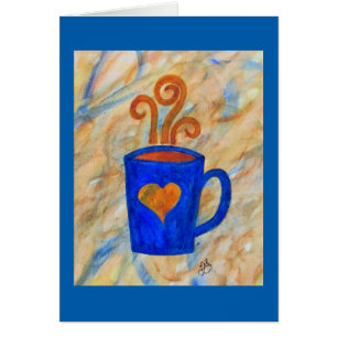 Tasse de café bleue avec l'aquarelle de coeur