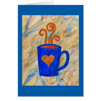 Tasse de café bleue avec l'aquarelle de coeur