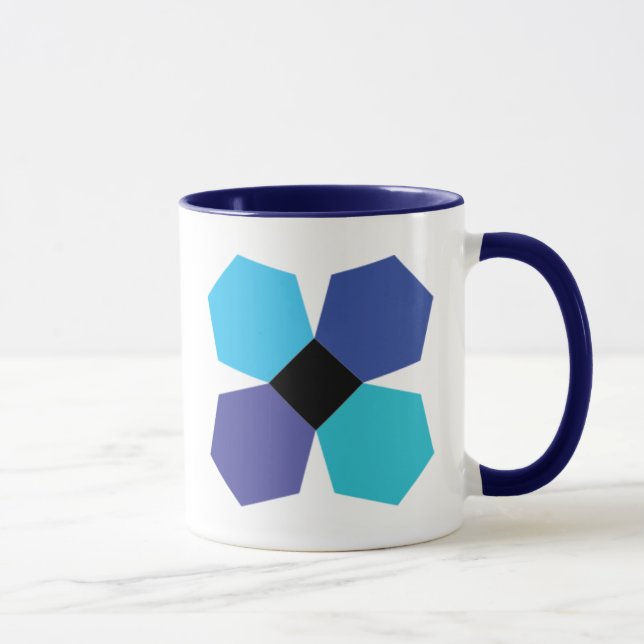 Tasse de café bleue de bloc de fleur de PPE (Droite)