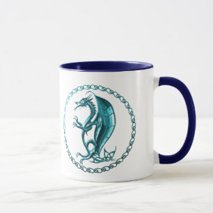 Tasse de café celtique bleue de dragon