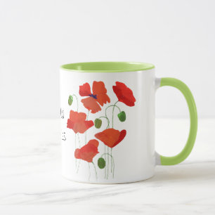 Tasse de café chic de sonnerie de pavots de champ