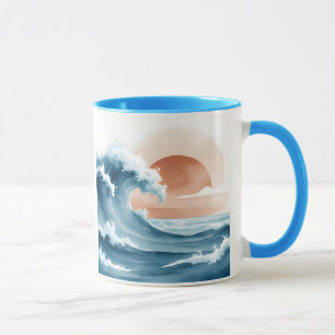 Tasse de café Côtière de la vague océanique au cou