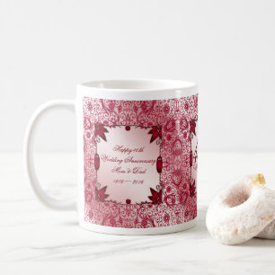 Tasse de café d'anniversaire de mariage de rubis