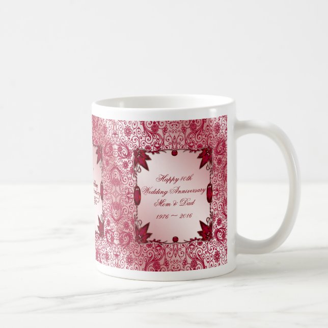Tasse de café d'anniversaire de mariage de rubis (Droite)
