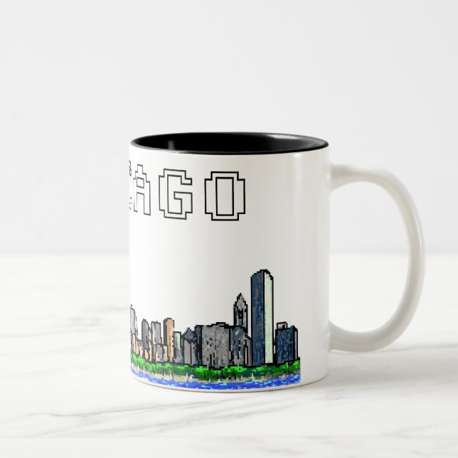 Tasse de café d'art de pixel d'horizon de Chicago (Droit)