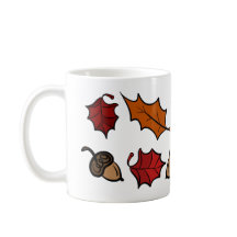 Tasse de café d'automne - Feuilles et glands