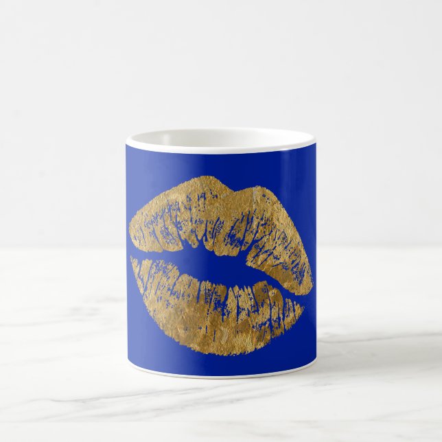 Tasse de café de baiser d'effet de feuille d'or (Centre)