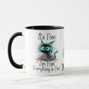 Tasse de café de bureau Chat énervé Drôle Tout va