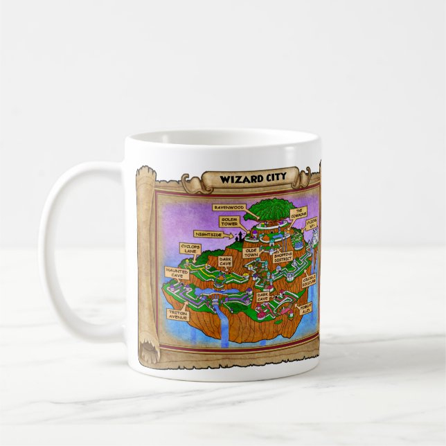 Tasse de café de carte de ville du magicien (Gauche)