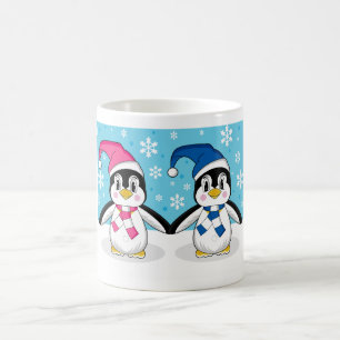 Tasse de café de deux pingouins