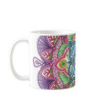 Tasse de café de mandala d'arc-en-ciel