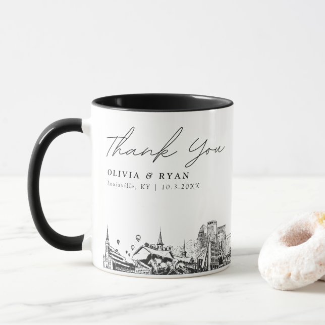 Tasse de café de mariage personnalisée simple esqu (Avec donut)