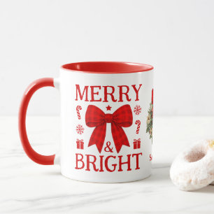 Tasse de café de Noël à ruban à carreaux rouges Me
