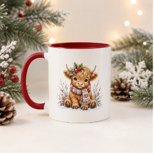 Tasse de café de Noël de vache des Highlands migno