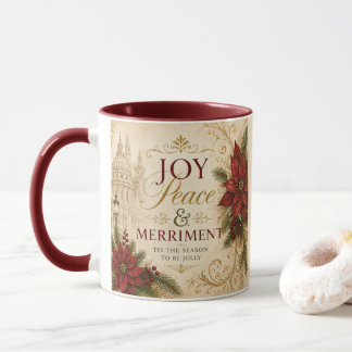 Tasse de café de Noël Élégante Joie Paix & Merry