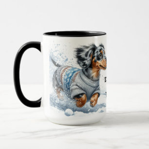 Tasse de café de Noël Teckel bringé