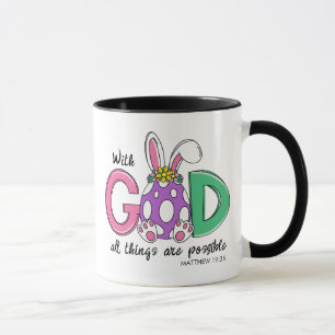 Tasse de café de Pâques Avec Dieu Tout Est Possibl