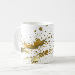 Tasse de café d'éclaboussure de peinture d'or