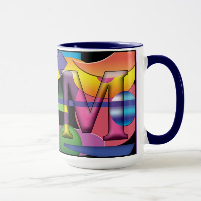 Tasse de café décorée d'un monogramme de RM (Droite)