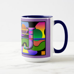 Tasse de café décorée d'un monogramme de "T" et