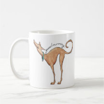 Tasse de café d'illustration de lévrier bonjour