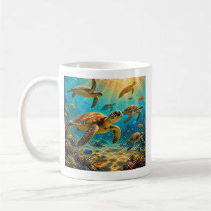 Tasse de café drôle de tortues de mer
